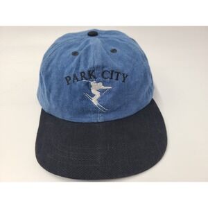 Vintage Youth Park City Mountain Resort Ski Adjustable Hat Cap Junior Blue Black